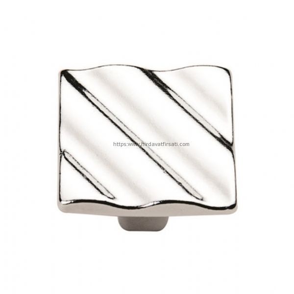 Dalgalı krom tekli mobilya / dolap düğmesi Düğmeler Kulplar