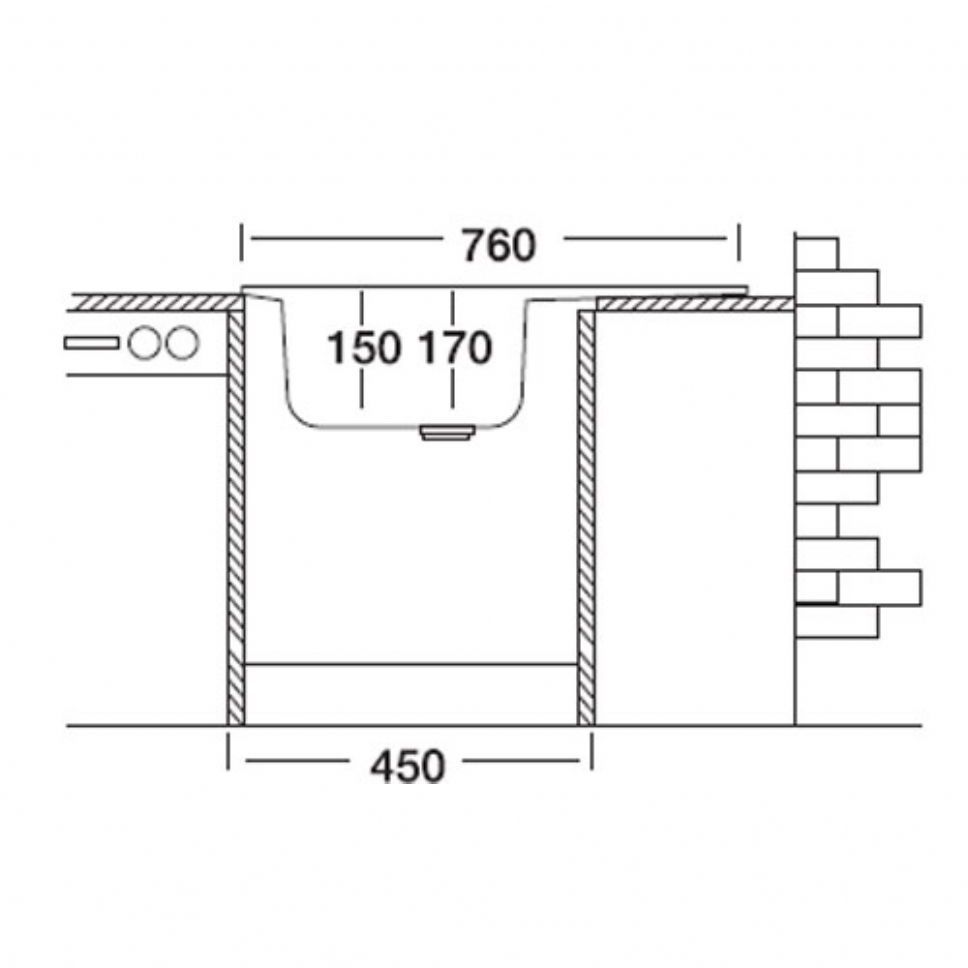 Compact serisi (tezgah �st� evye) | Ukinox Compact tek g�zl� paslanmaz krom evye (43,5x76) | 384062 | 