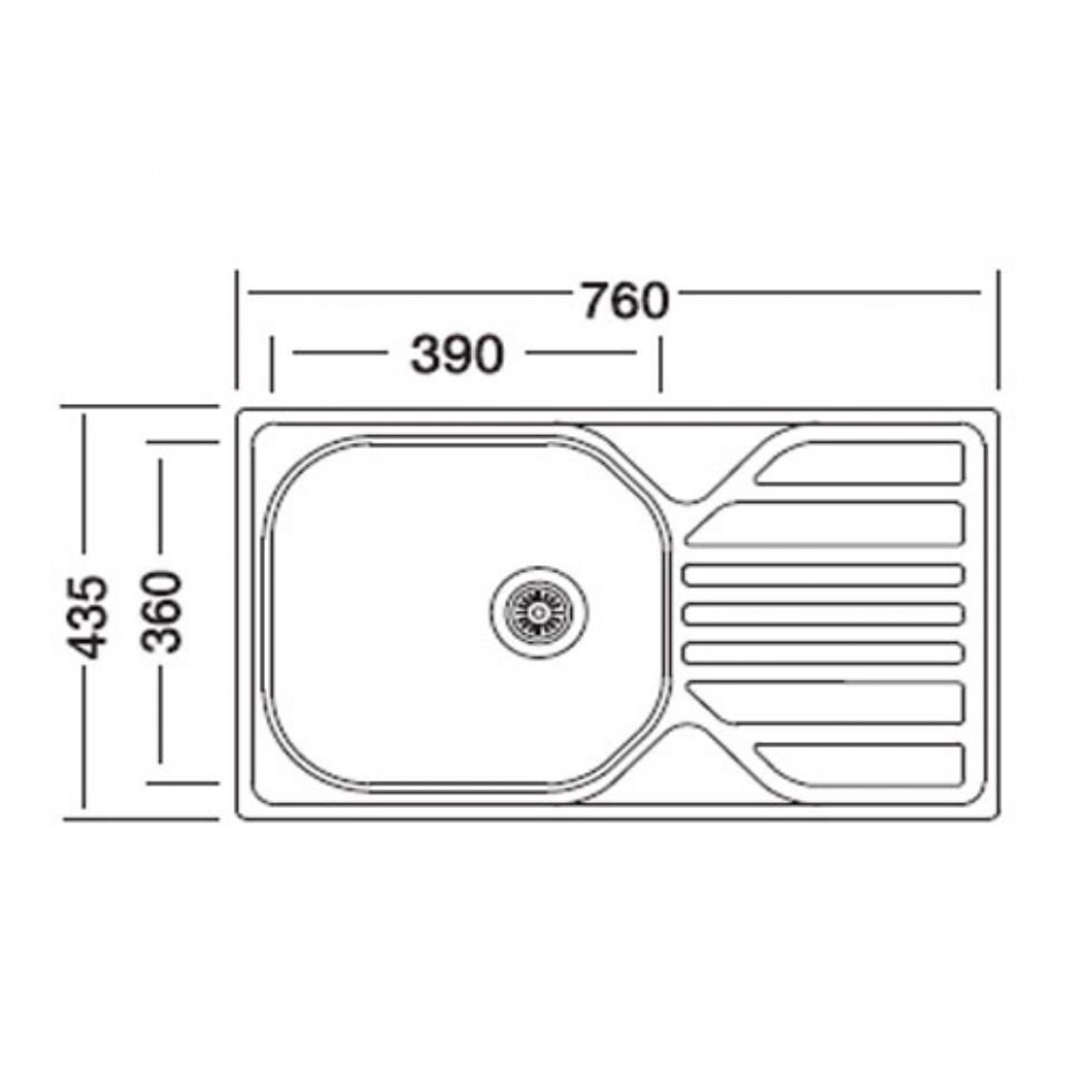 Compact serisi (tezgah �st� evye) | Ukinox Compact tek g�zl� paslanmaz krom evye (43,5x76) | 384062 | 