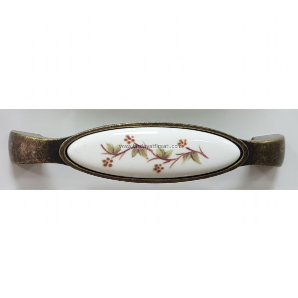 Tolga 128 mm estetik 05 antik bakır porselen mobilya kulbu Tolga 128 mm estetik 05 antik bakır porselen mobilya kulbu