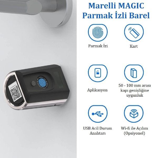 Parmak iziyle açılan sistemler | Marelli magic parmak izli ve cep telefonuyla açılan kilit (kapı göbeği, bareli, silindiri) | MAGIC | 